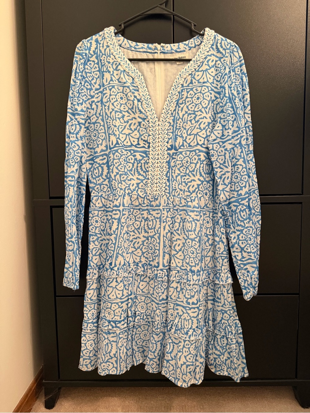 Roller Rabbit Blue & White Printed Long-Sleeve Dress